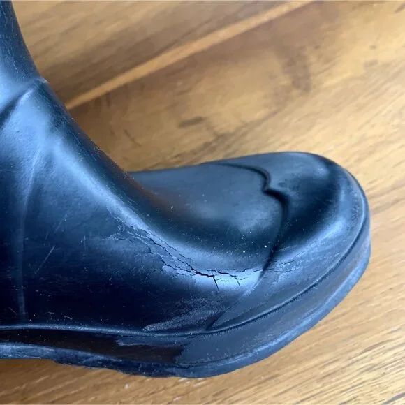 HUNTER Original Rain Boots US 2 EU 32 Big Kids Black High Gum Boot Rubber - Picture 4 of 15